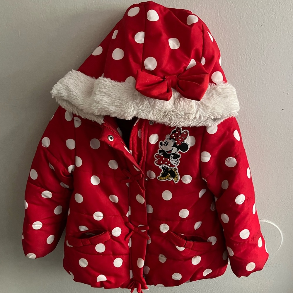Disney Red Polka Dot Minnie Mouse Puffer Jacket